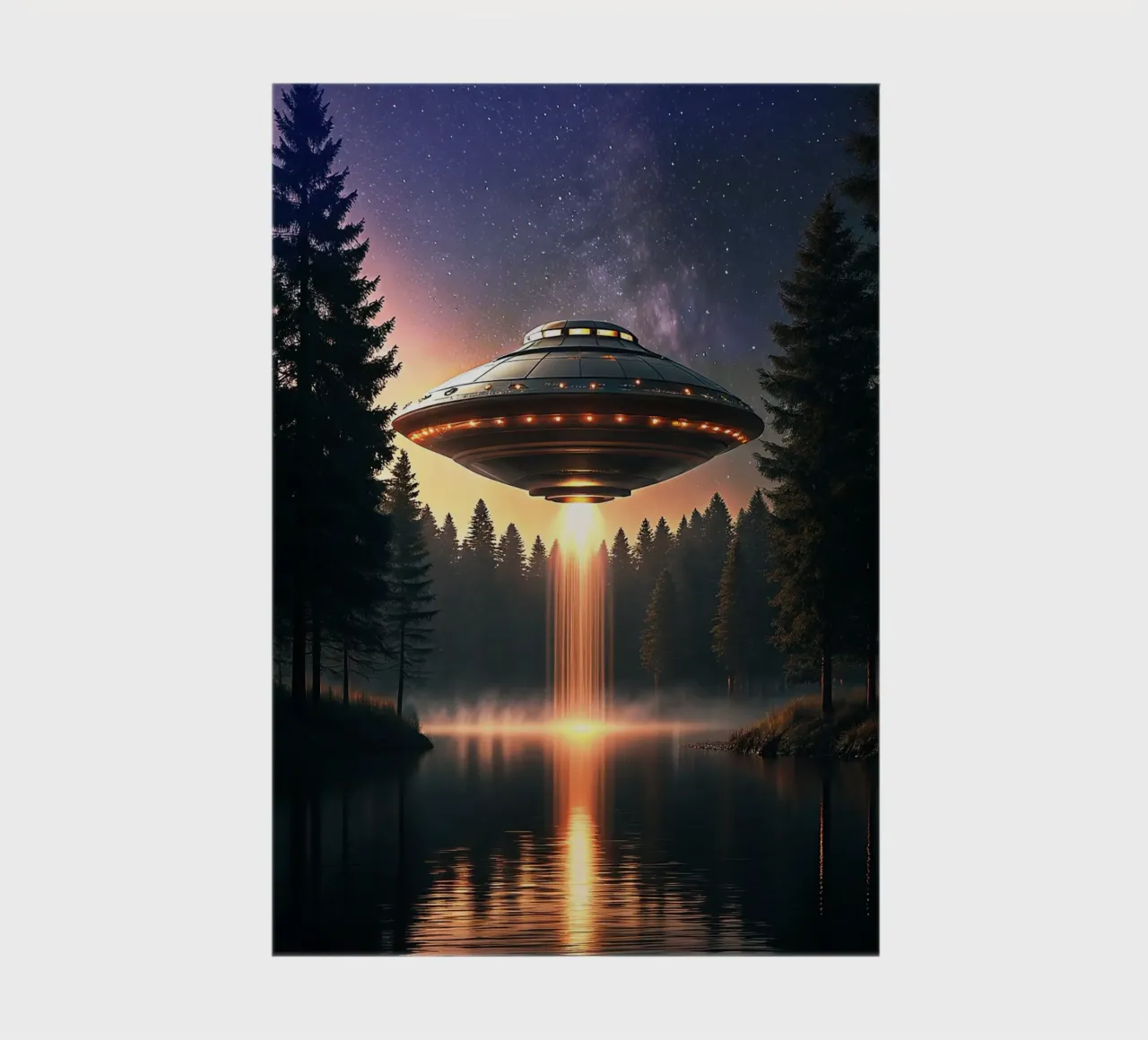 Mysterious UFO on the river Art notebook by rangginangs