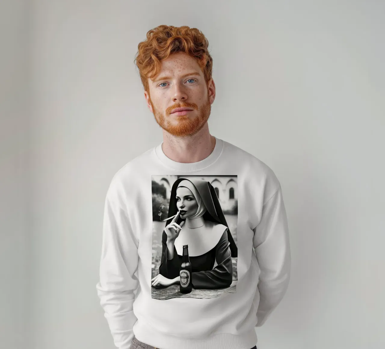 suora che fuma e beve felpa da rangginangs