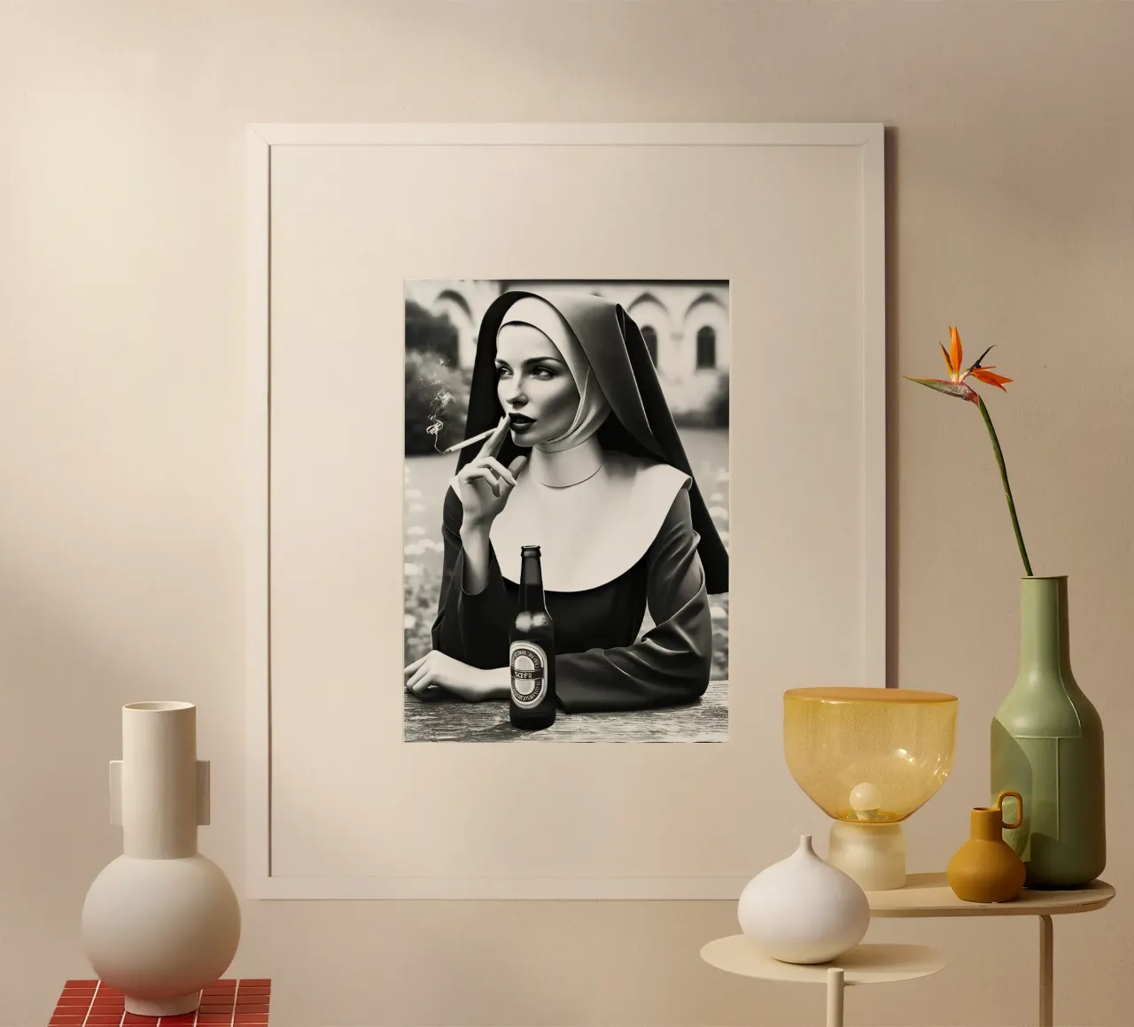 suora che fuma e beve carta hahnemühle da rangginangs