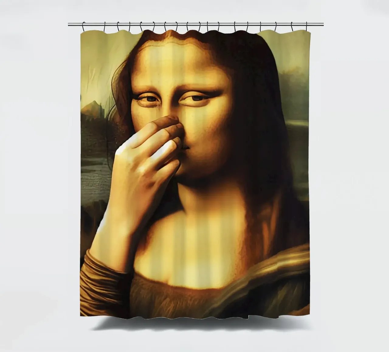 Parody Mona Lisa Bathroom shower curtain by rangginangs