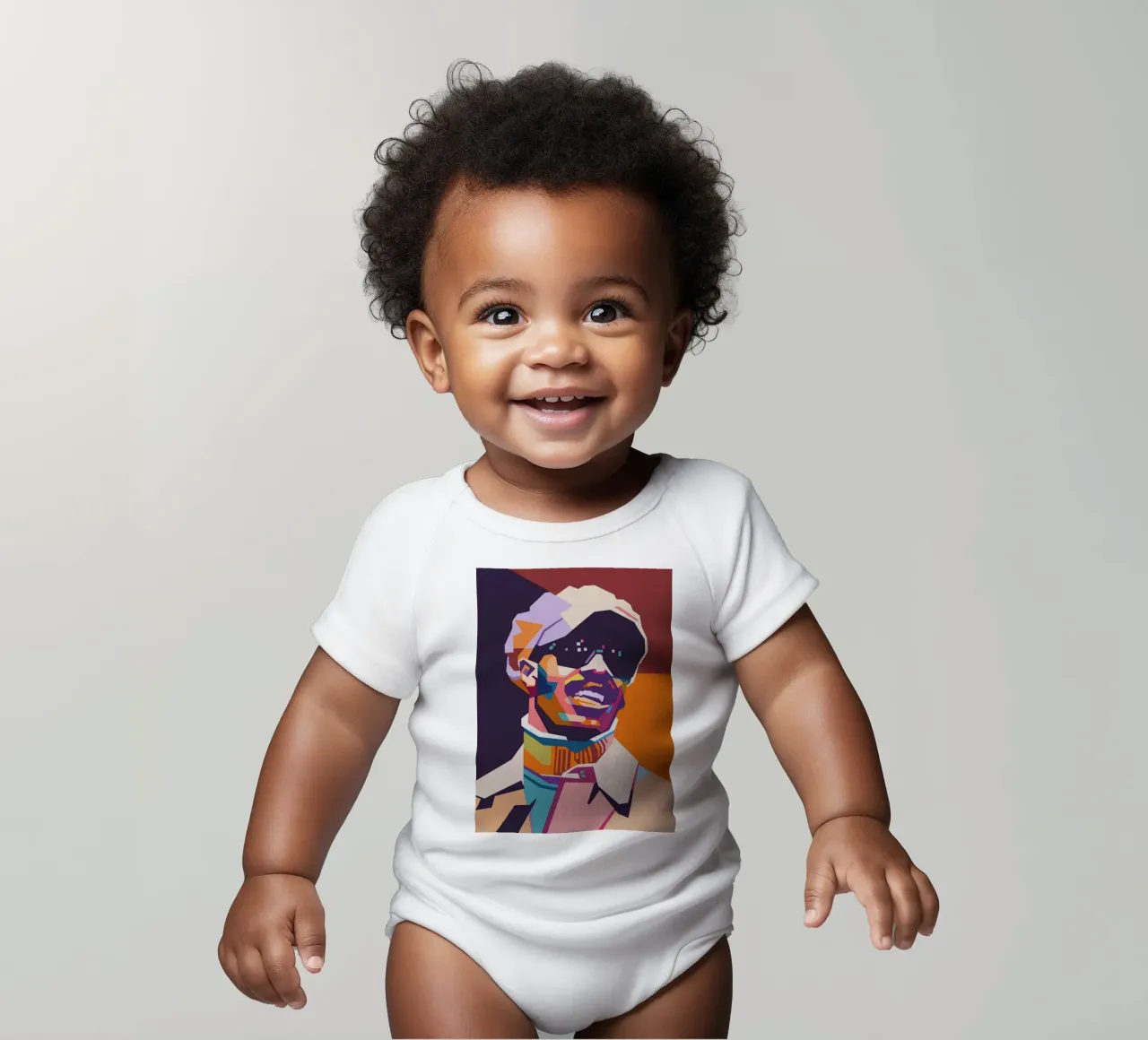 Stile artistico di Stevie Wonder WPAP body neonato maniche corte da Hantamrata