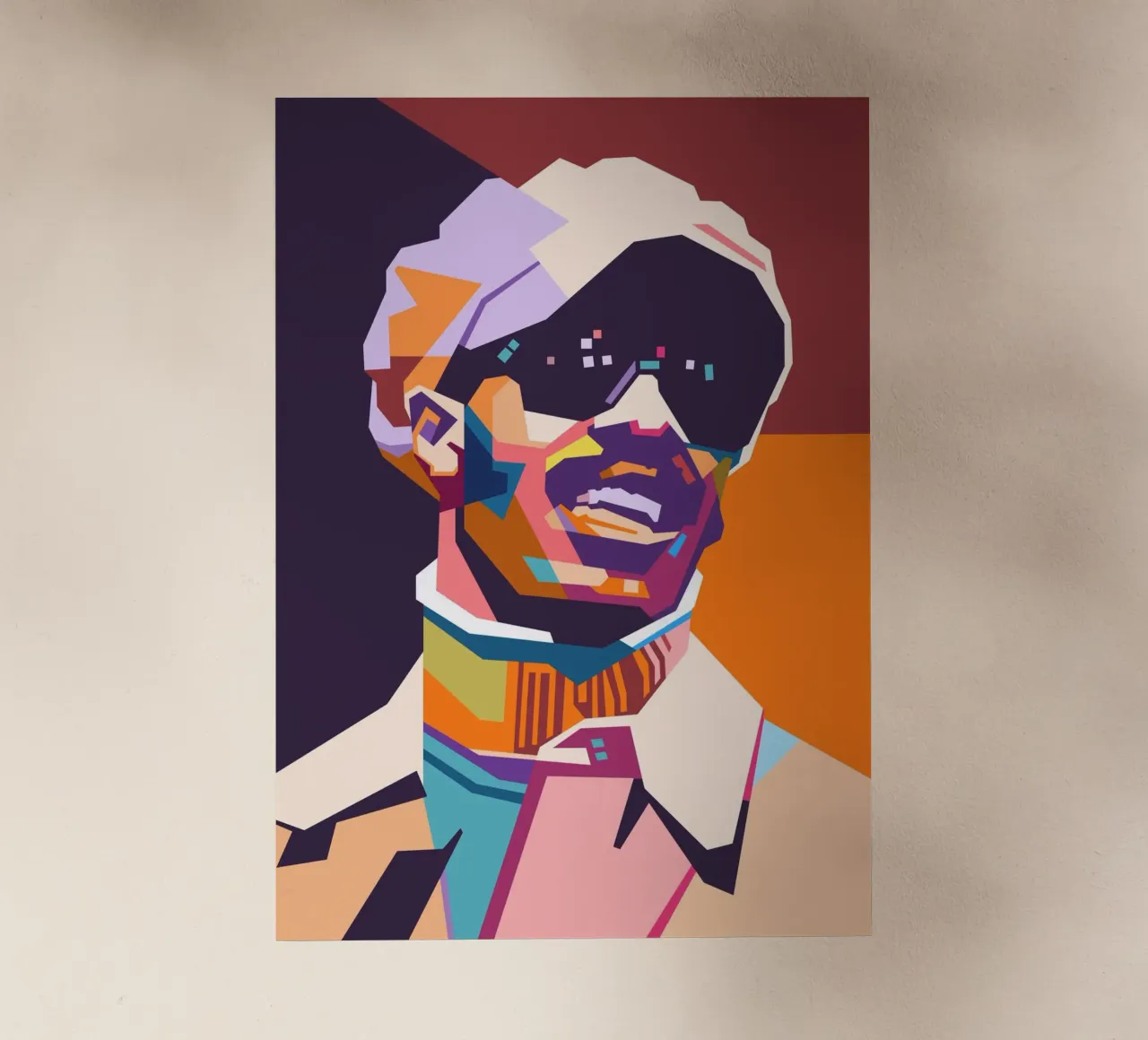 Stevie Wonder WPAP Kunststil Backlit Folie von Hantamrata