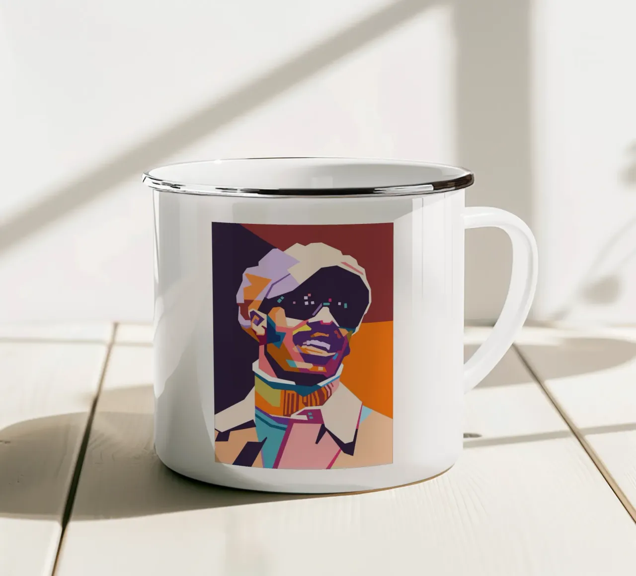 Stevie Wonder WPAP Kunststil Emaille Tasse von Hantamrata