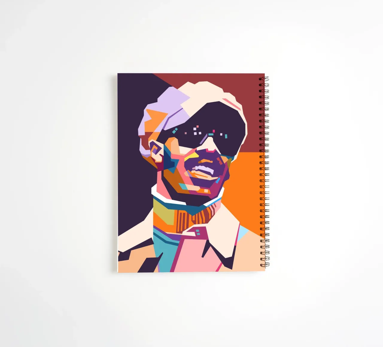 Stevie Wonder WPAP art style spiral notebook by Hantamrata