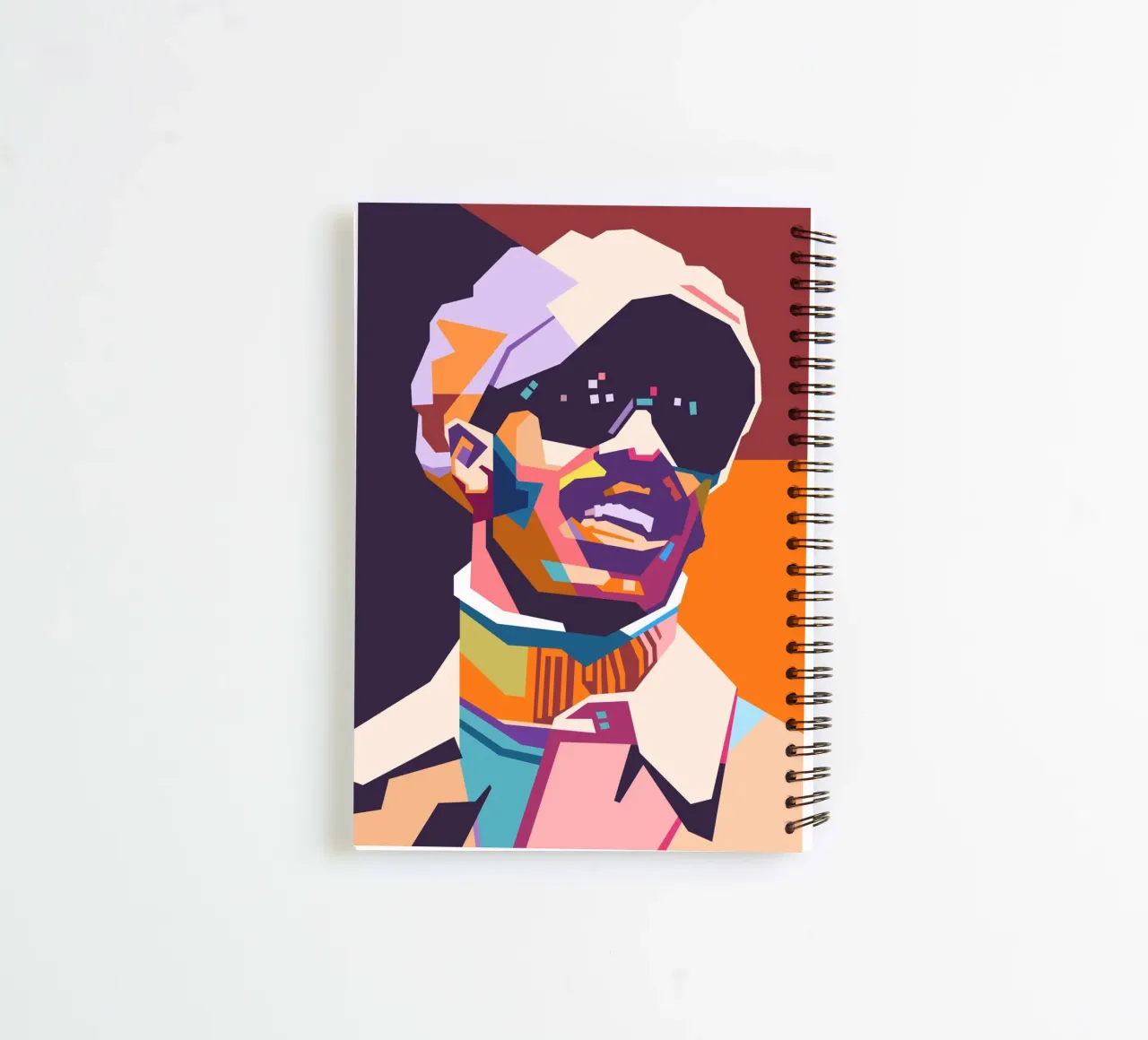 Stevie Wonder WPAP art style spiral notebook by Hantamrata