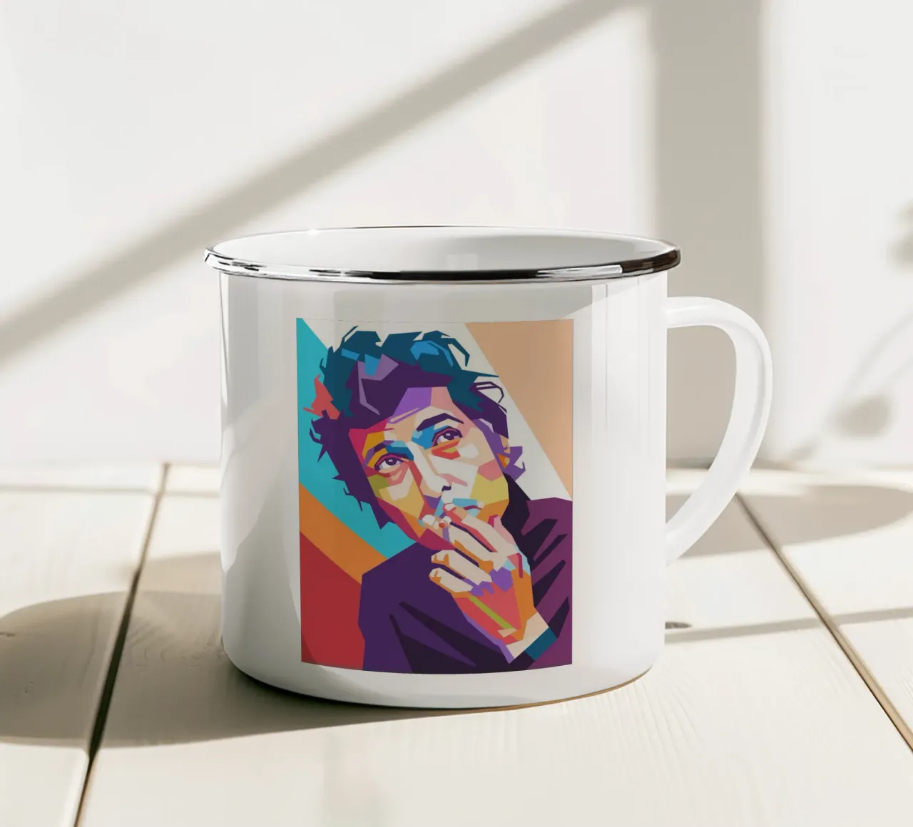 Bob Dylan design artistico tazza in smalto da Hantamrata