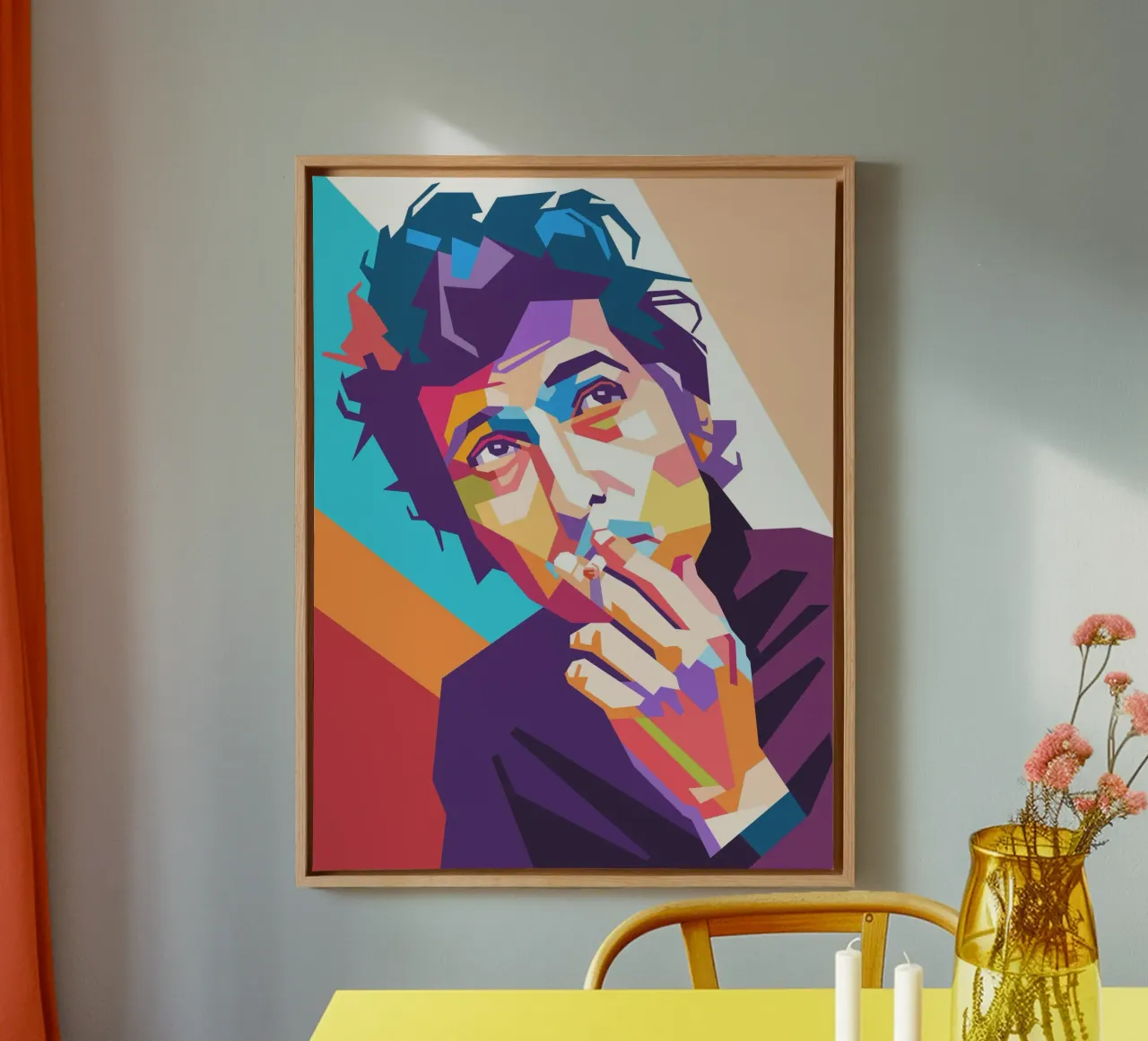 Bob Dylan design artistico tela con Cornice a cassetta da Hantamrata