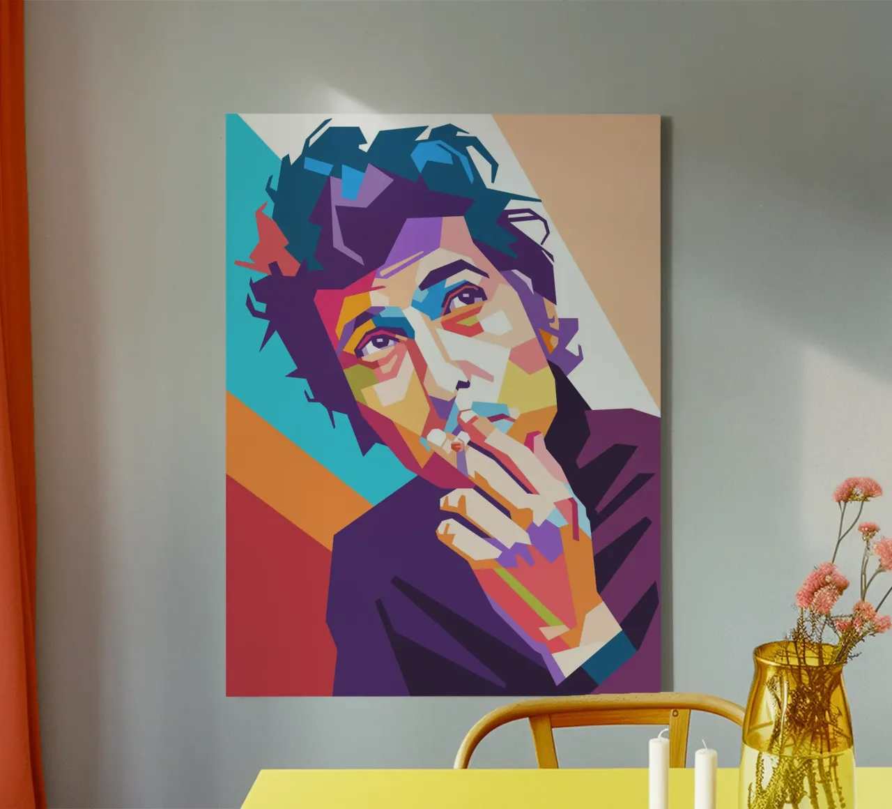 Bob Dylan design artistico tela con Cornice a cassetta da Hantamrata
