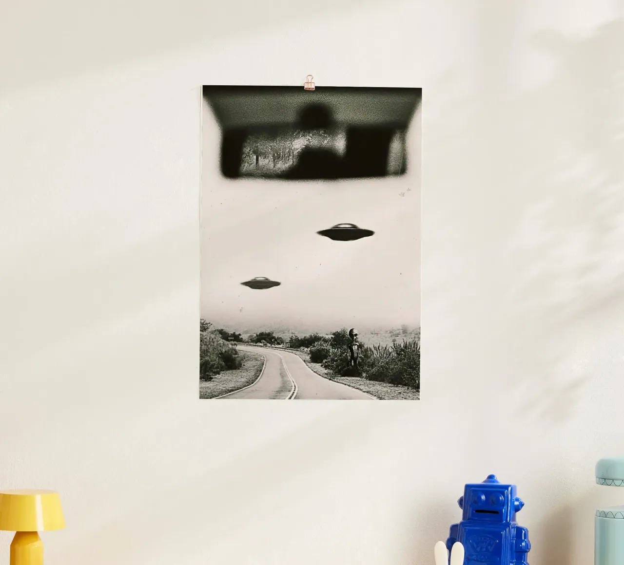 UFO Alieno poster con telaio in alluminio da rangginangs