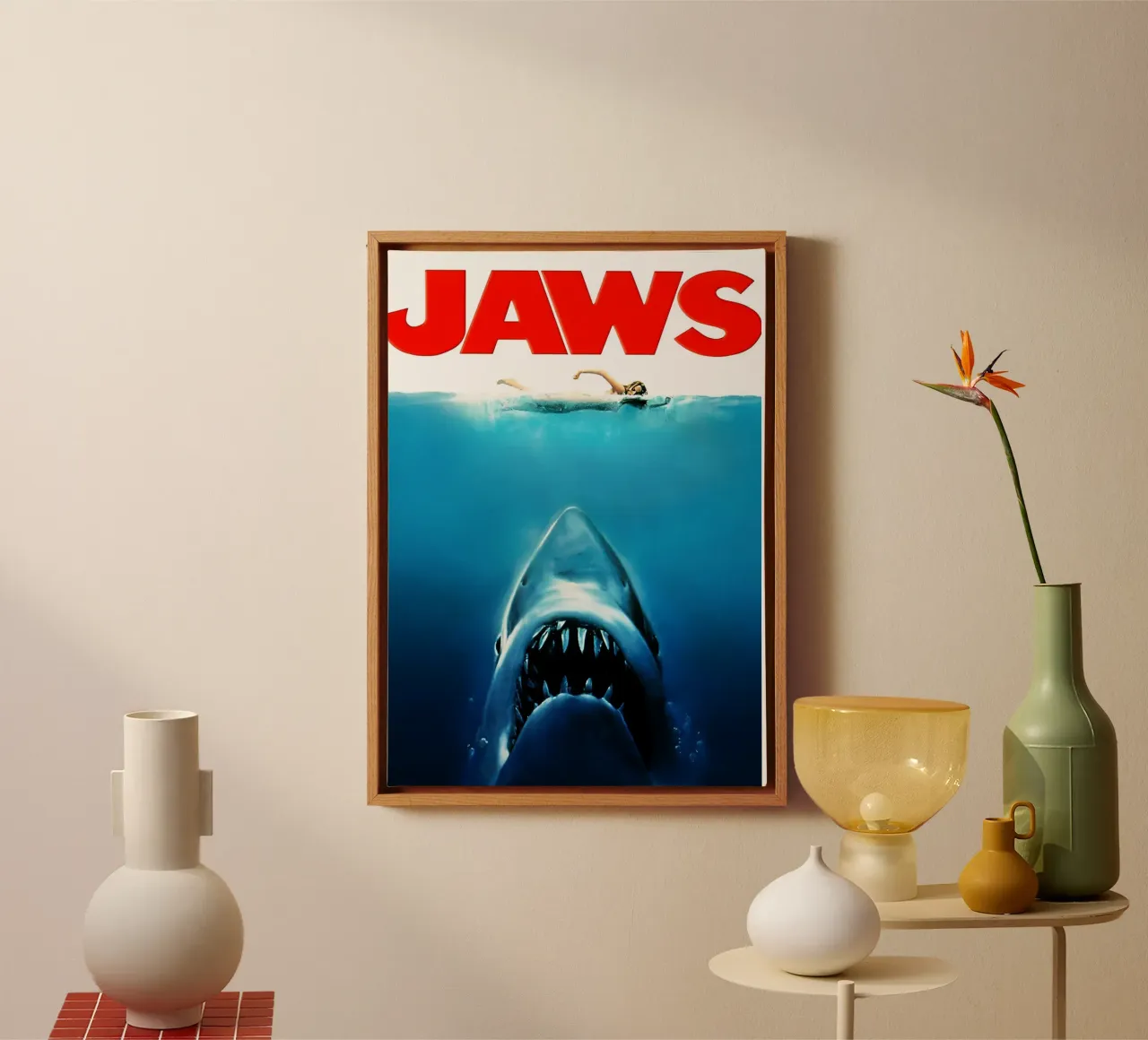 Film Jaws canvas met Baklijst van rangginangs