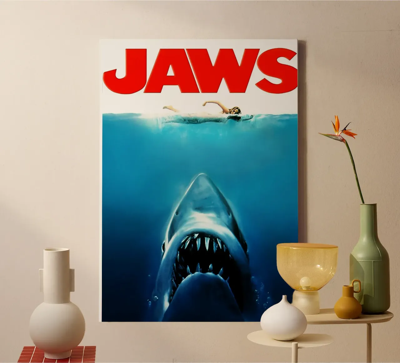 Film Jaws canvas met Baklijst van rangginangs