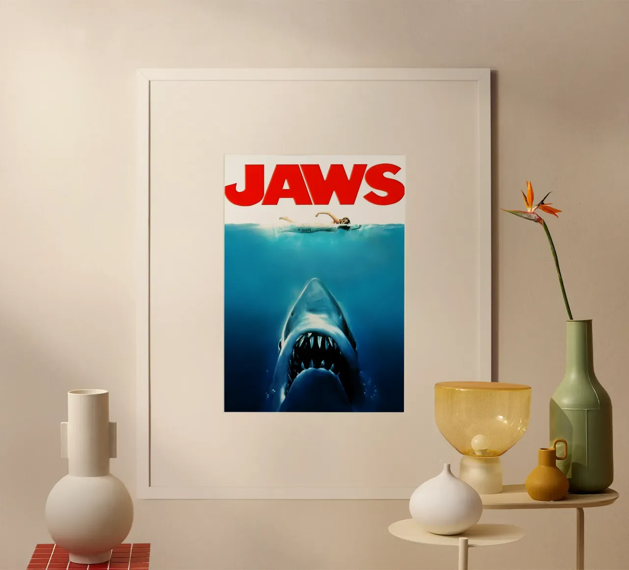 Il film dello Squalo poster con telaio in legno da rangginangs