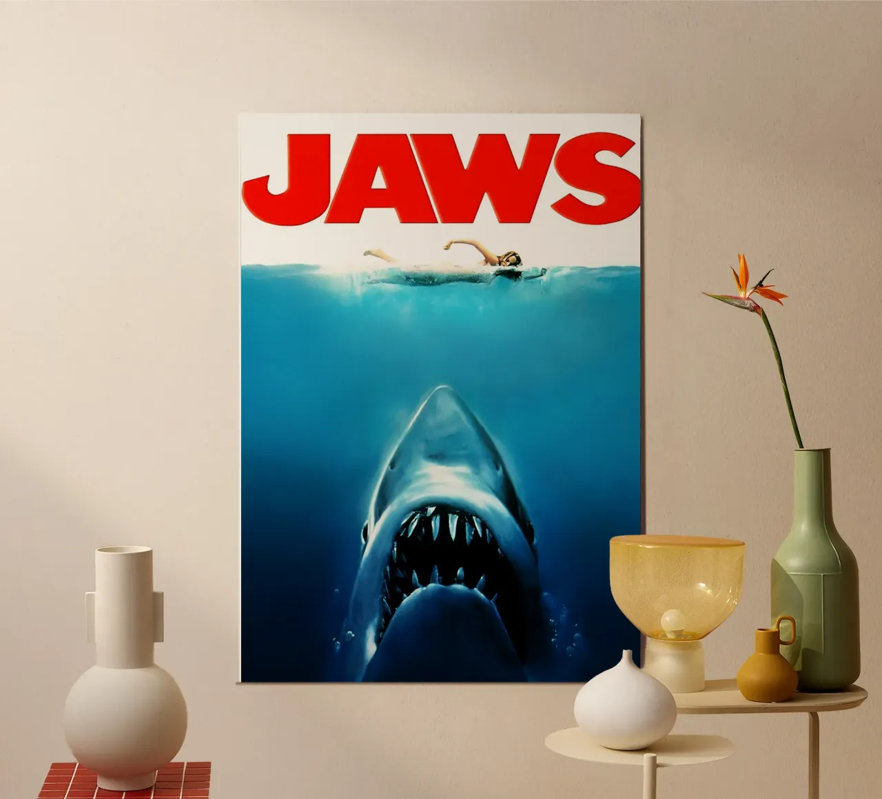 Il film dello Squalo poster con telaio in legno da rangginangs