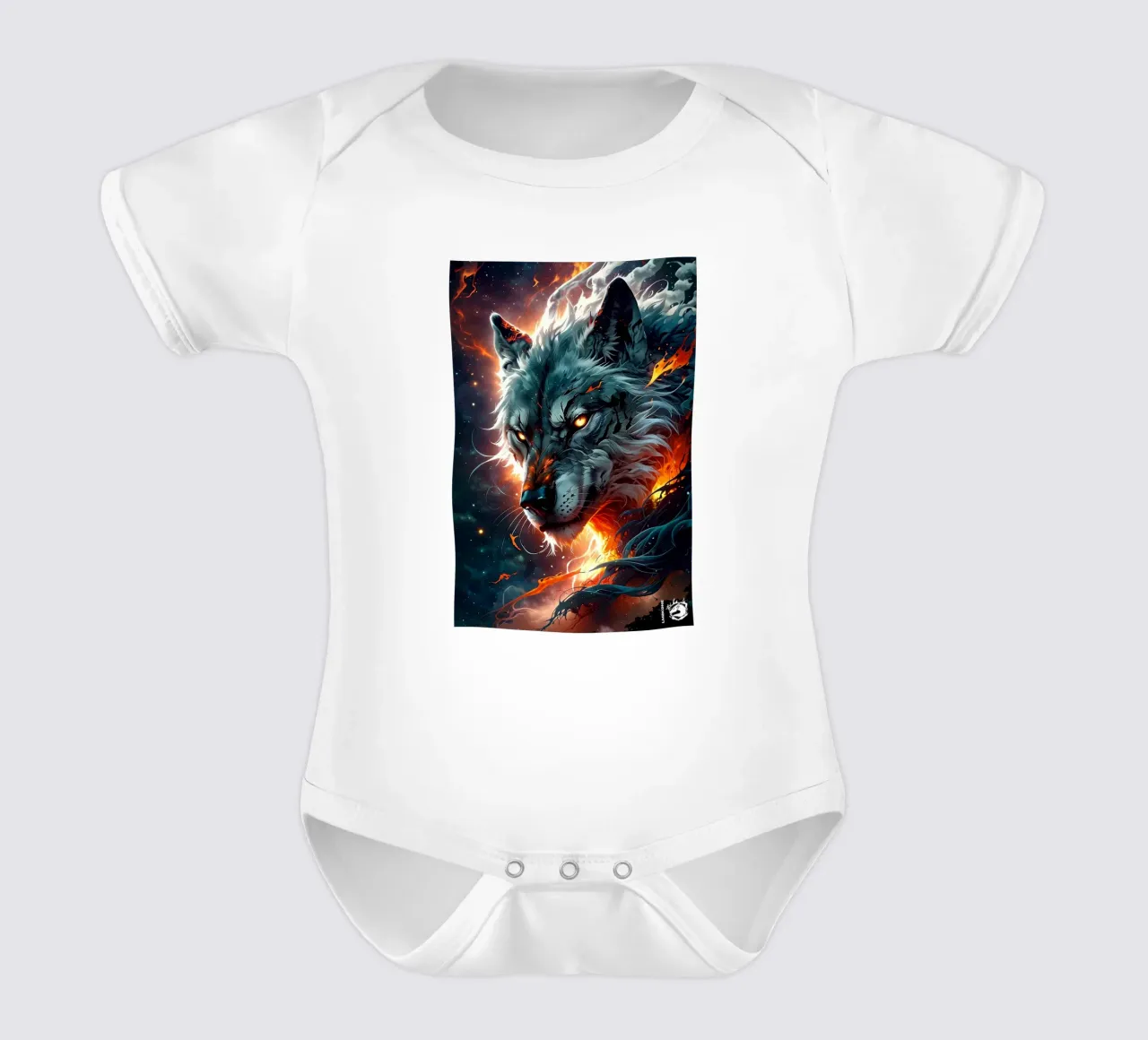 Fantasy epico Lupo body neonato maniche corte da LM2KONE