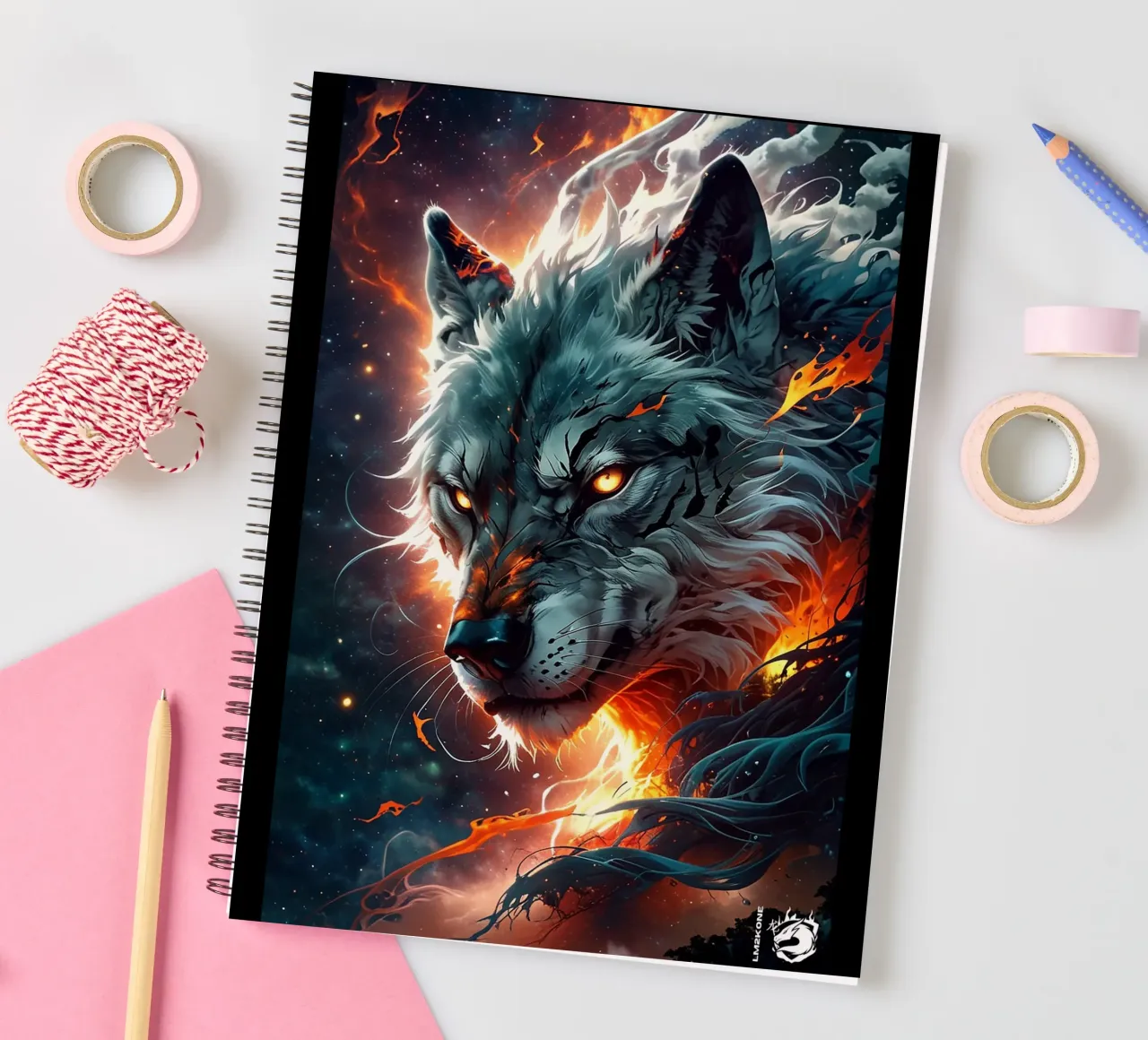 Epic fantasy Wolf spiral notebook by LM2KONE