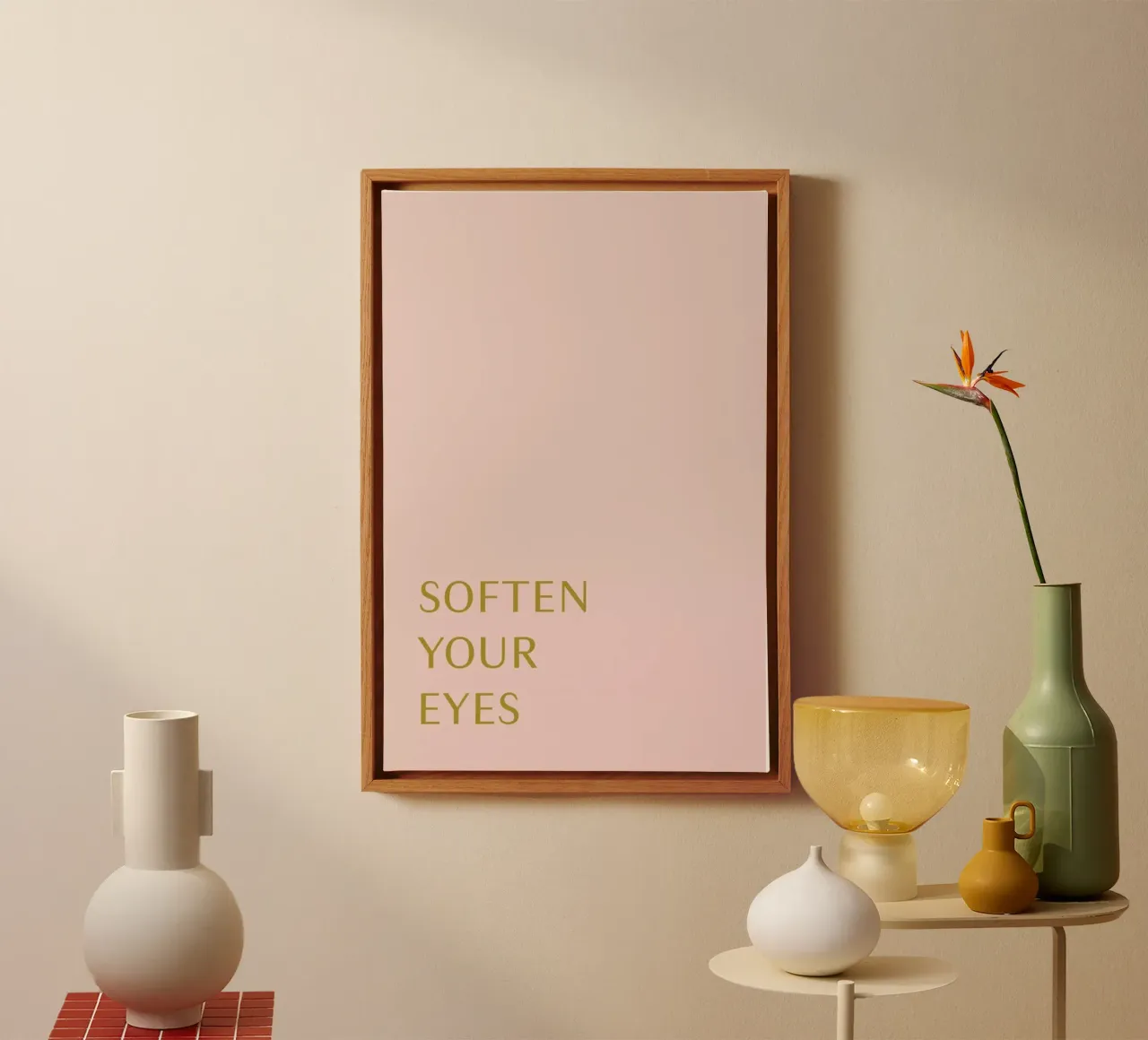 Soften Your Eyes canvas with Floater frame by Linda Gobeta