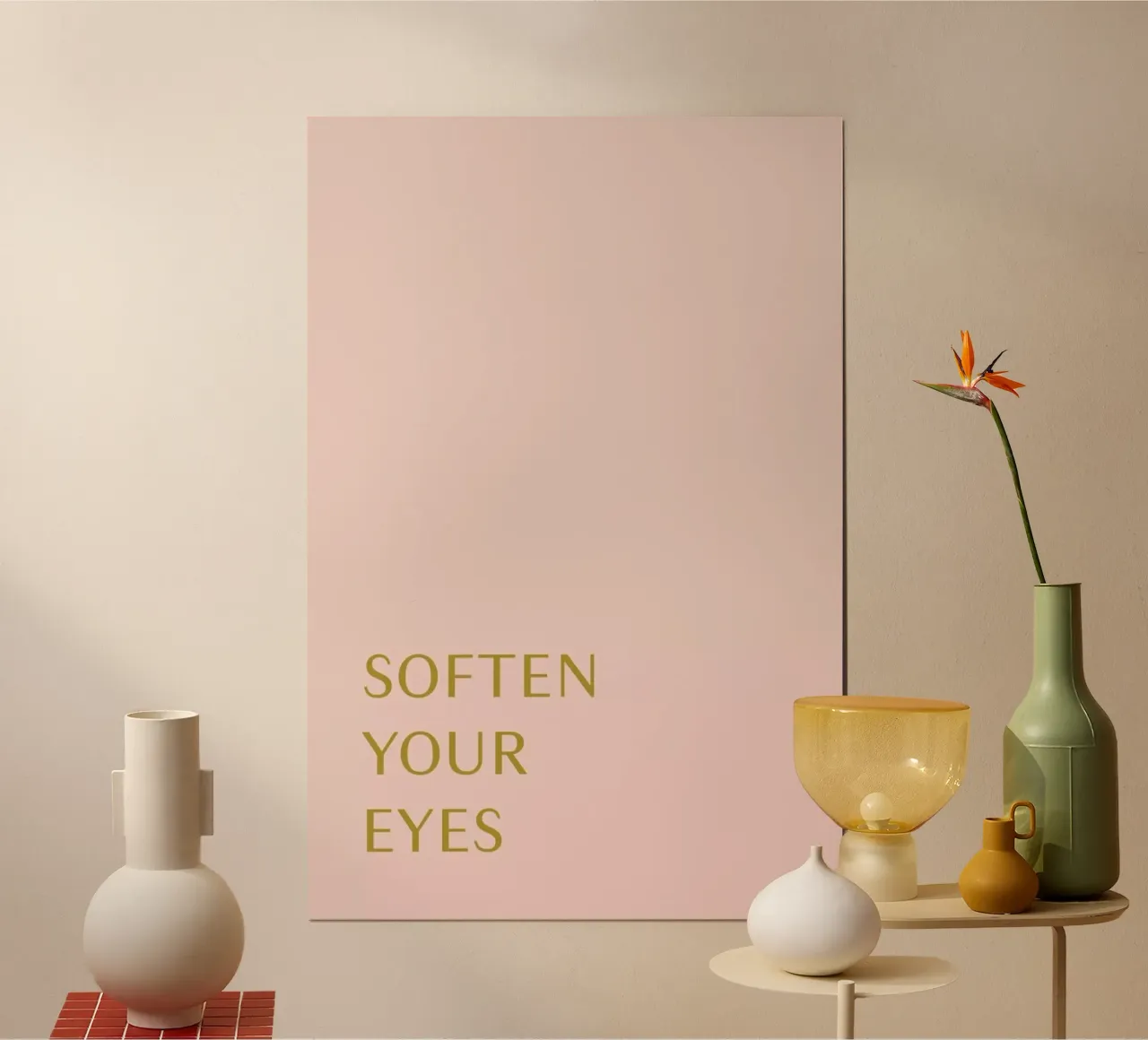 Soften Your Eyes poster con telaio in plastica da Linda Gobeta