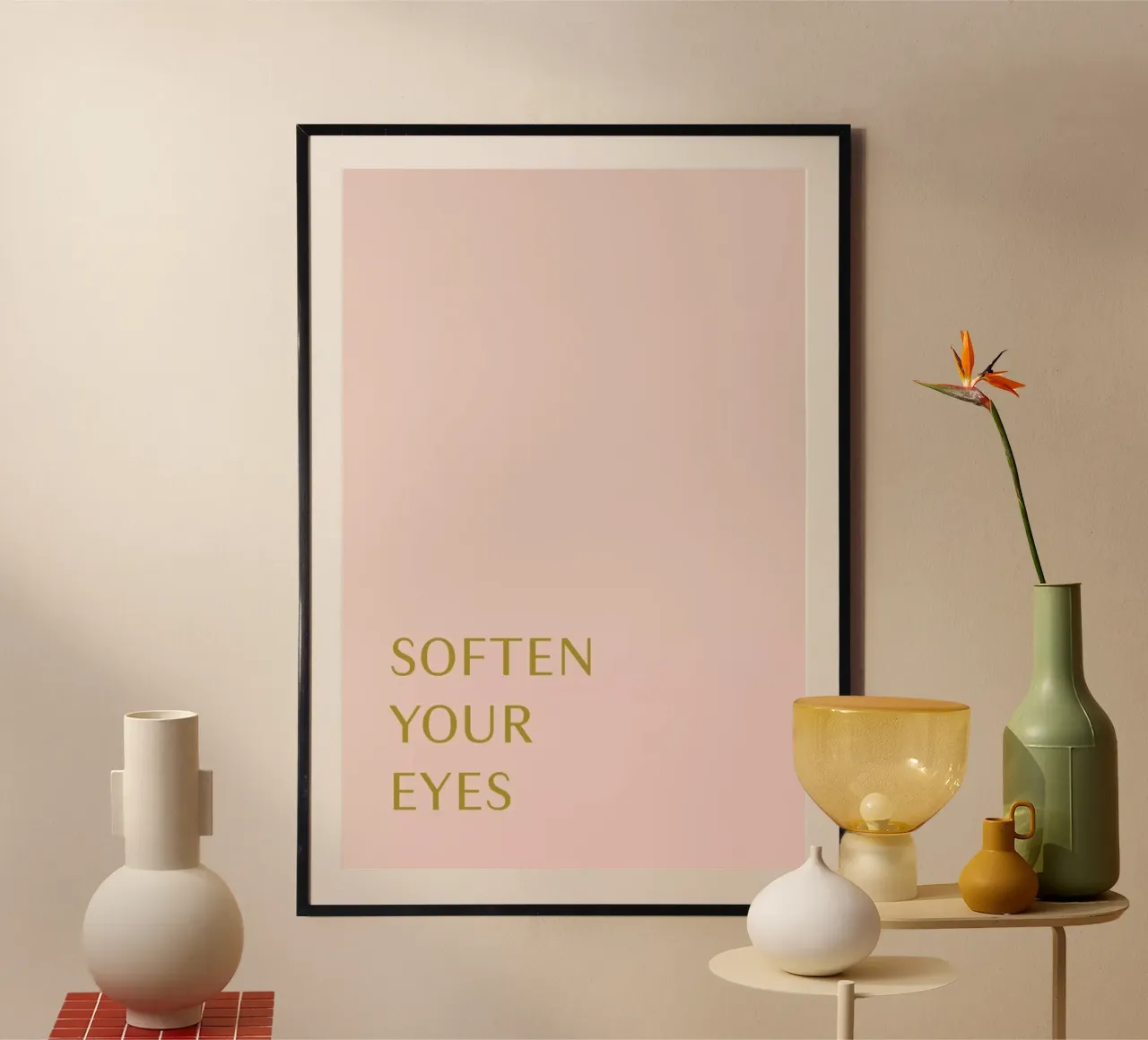 Soften Your Eyes poster con telaio in plastica da Linda Gobeta