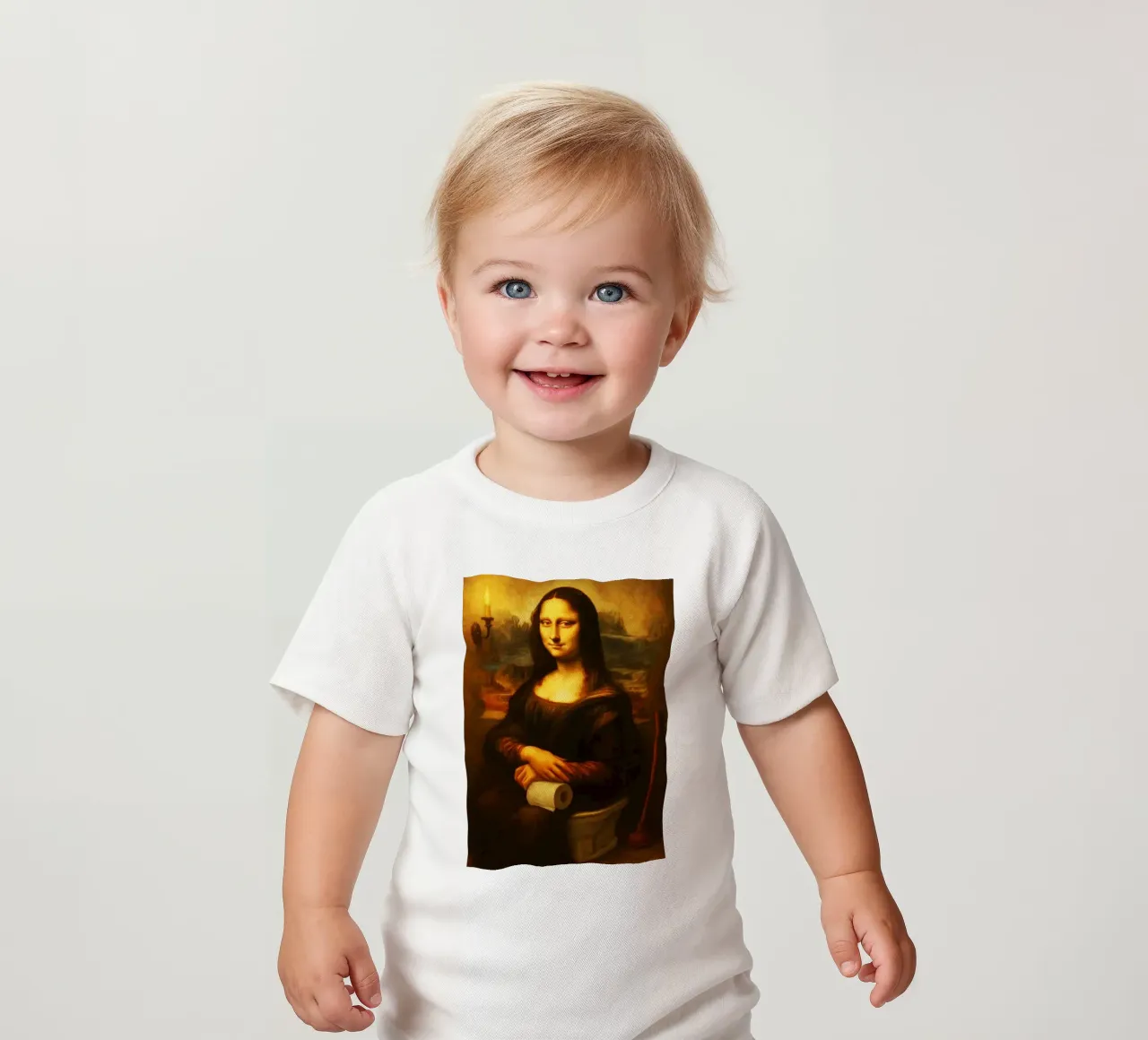 Mona Lisa Sitting On the Toilet Arts baby t-shirt by kembangross