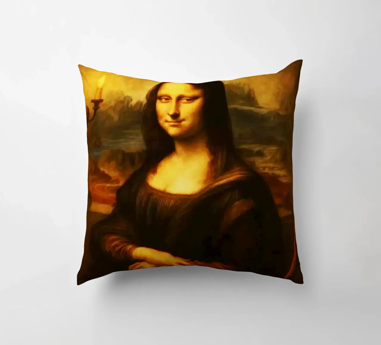 Mona Lisa Sitting On the Toilet Arts decorative cushion by kembangross