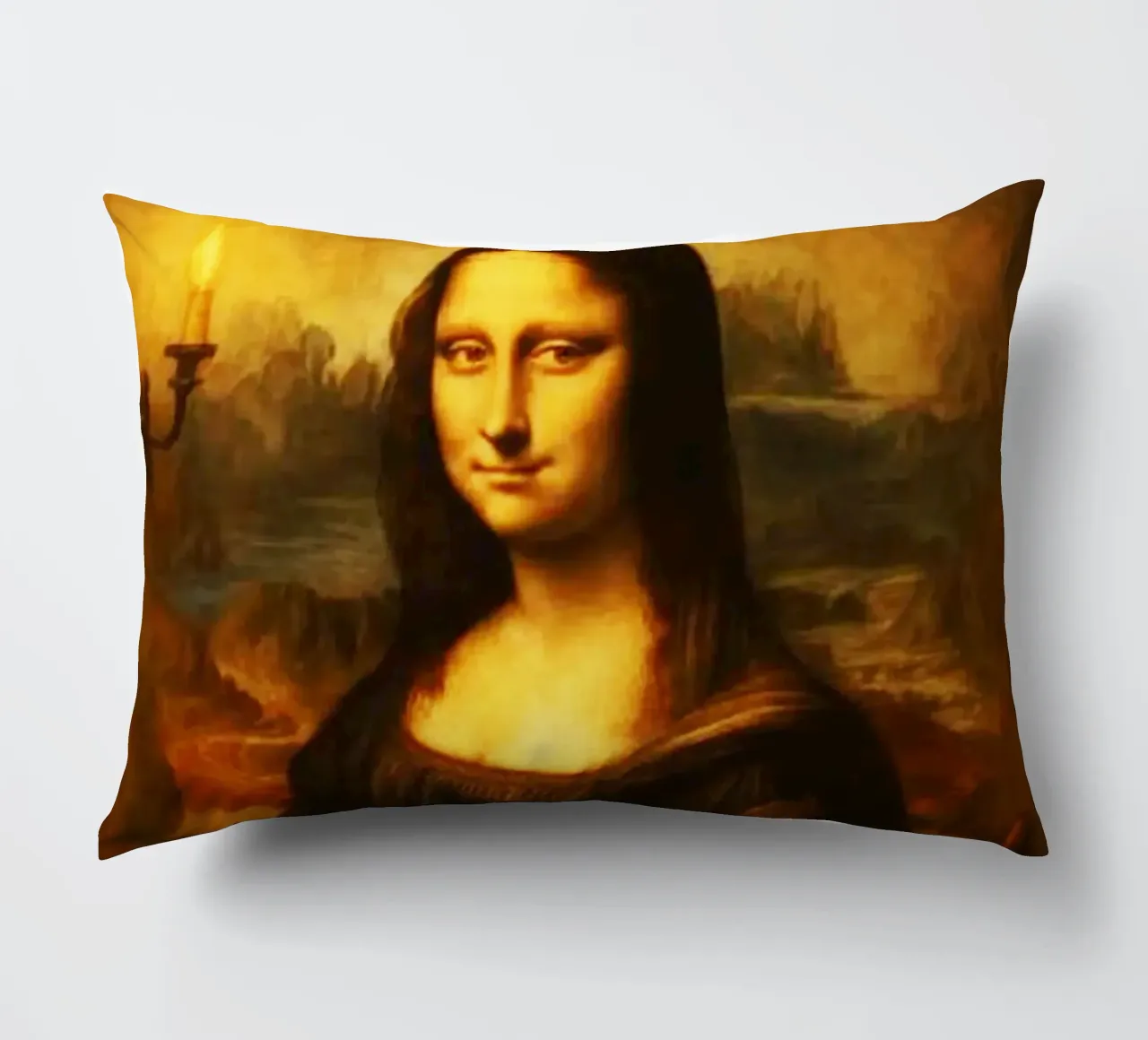 Mona Lisa Sitting On the Toilet Arts decorative cushion by kembangross