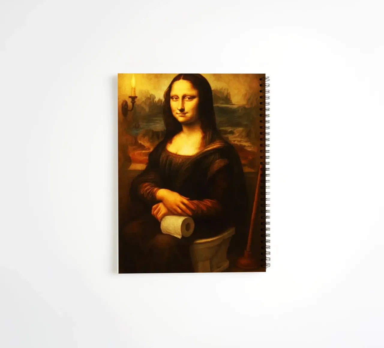 Mona Lisa Sitting On the Toilet Arts spiral notebook by kembangross