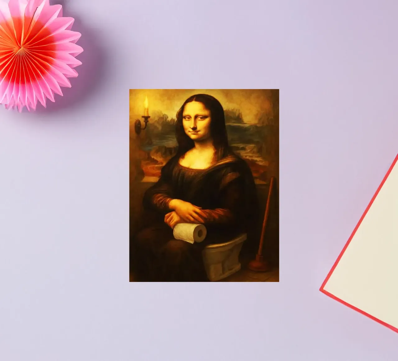 Mona Lisa Sitting On the Toilet Arts sticker by kembangross