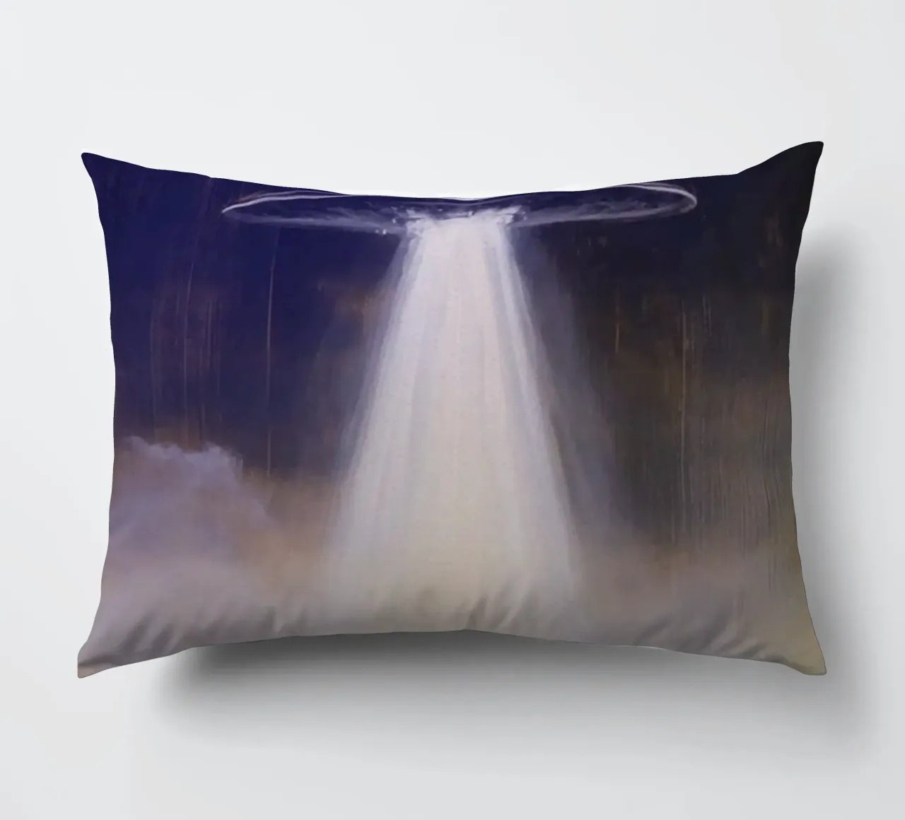 Mysterious UFO Alien Art decorative cushion by kembangross