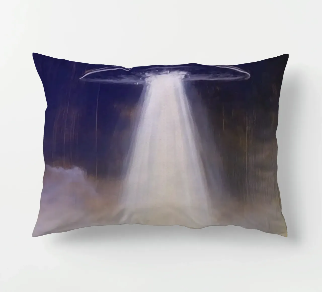 Mysterious UFO Alien Art decorative cushion by kembangross
