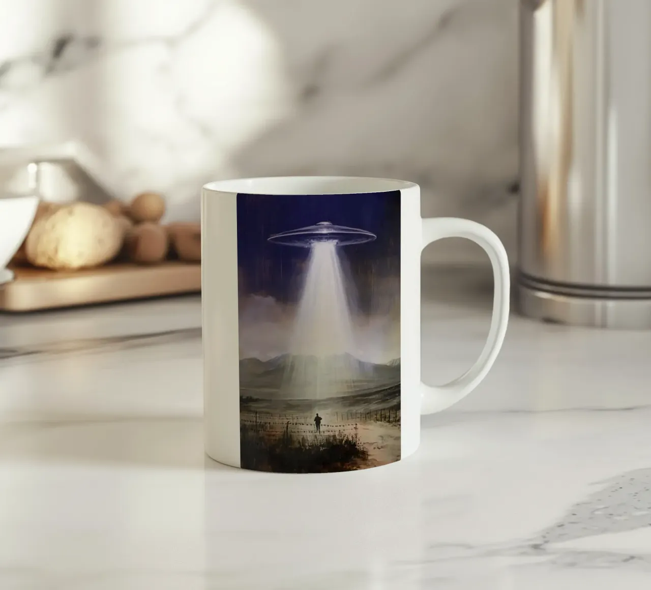 Misteriosa arte aliena UFO tazza in ceramica da kembangross