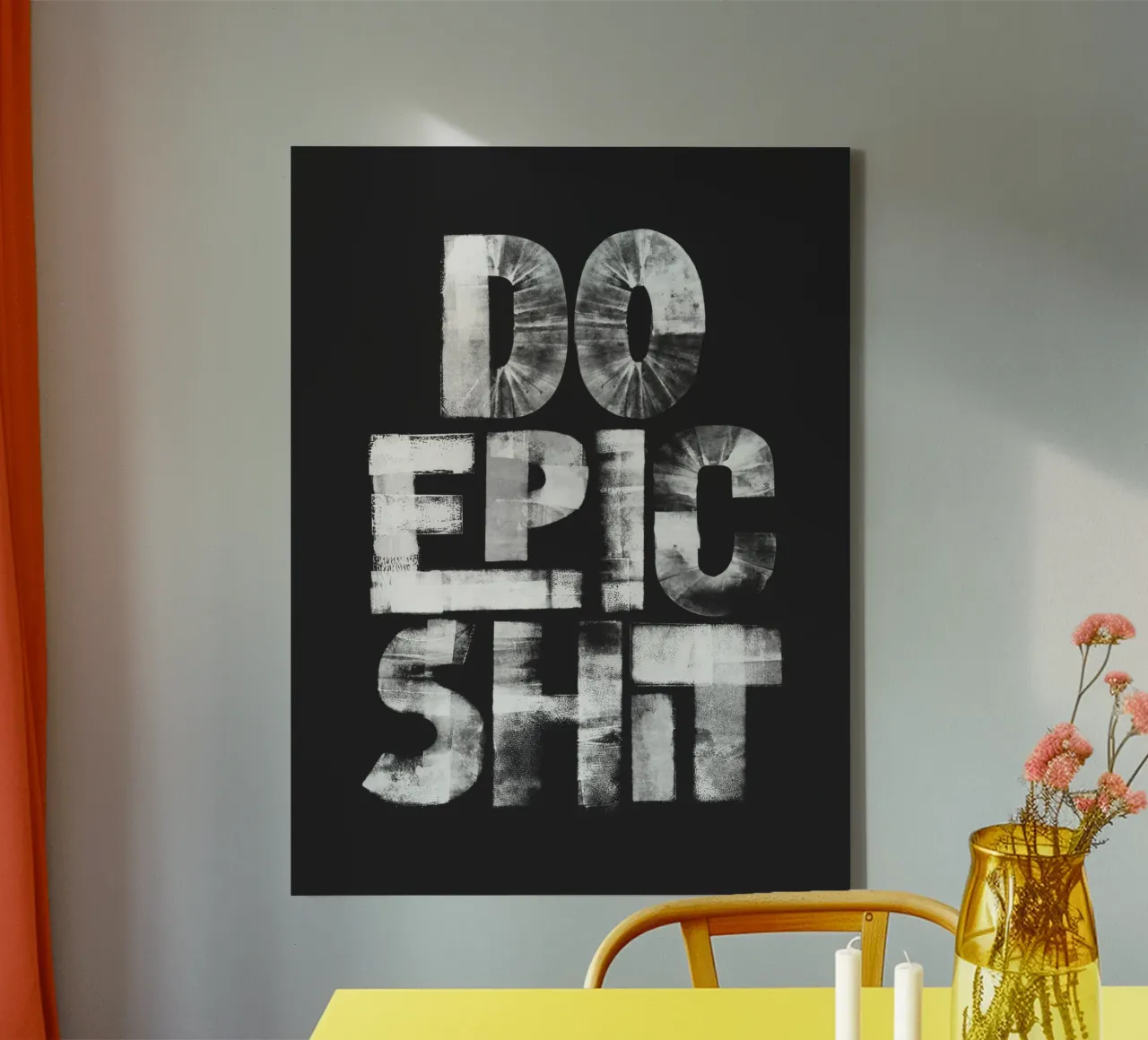 Stampa tipografica in bianco e nero Do Epic Shit in grassetto tela con Cornice a cassetta da THE MOTIVATED TYPE
