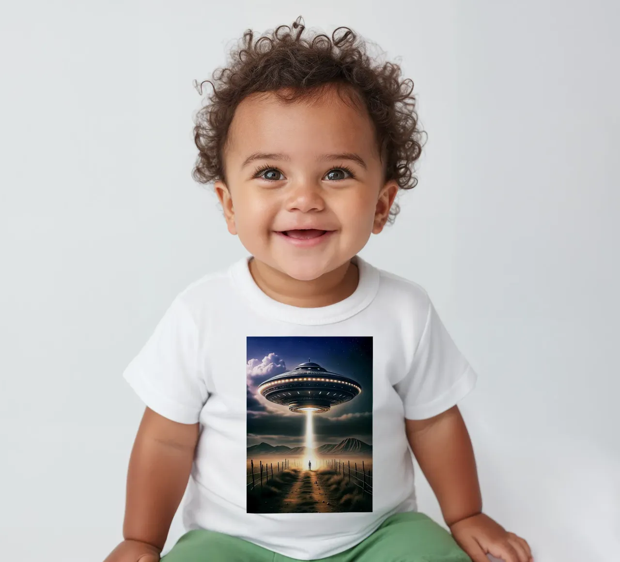 Mysterious UFO and Alien Art baby t-shirt by kembangross