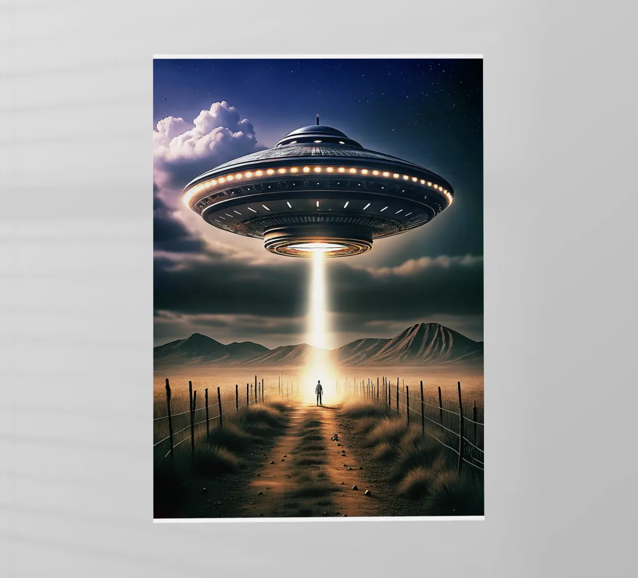 Mysterieuze UFO en buitenaardse kunst backlit folie van kembangross