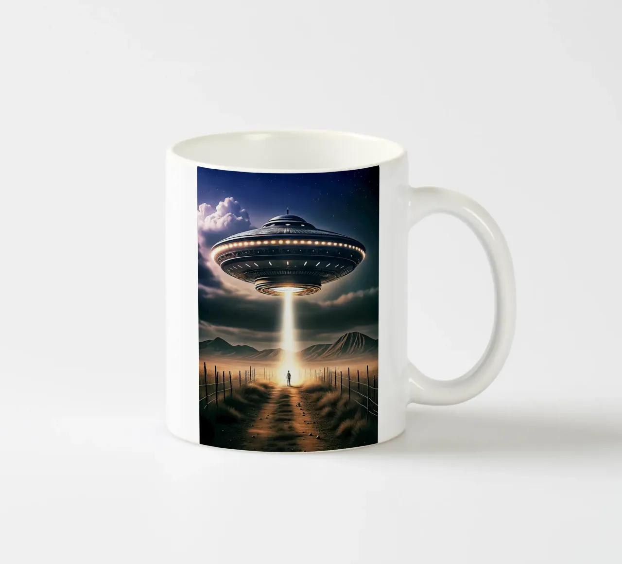Mysterieuze UFO en buitenaardse kunst keramische mok van kembangross