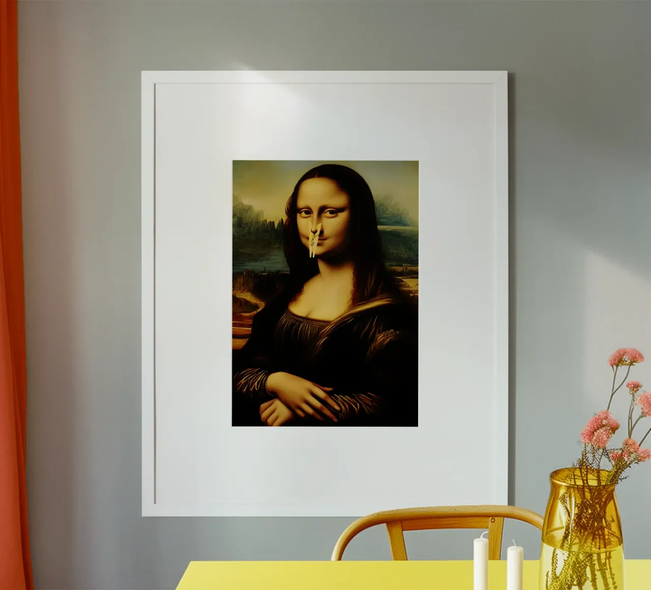 Parodia della Monna Lisa poster con telaio in alluminio da kembangross