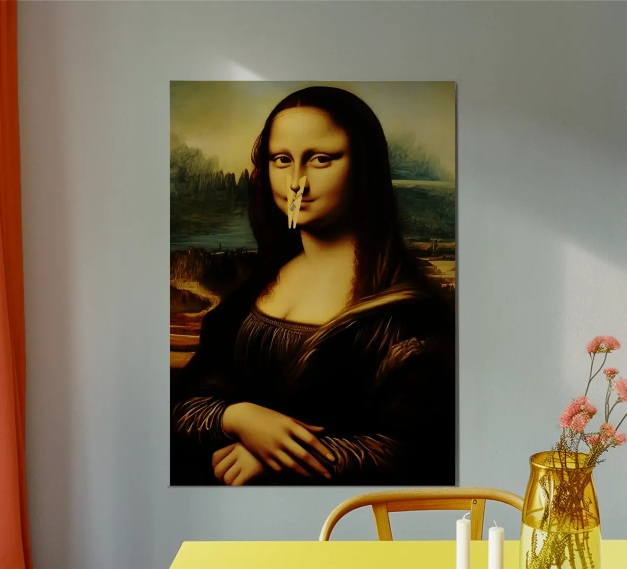 Parodia della Monna Lisa poster con telaio in alluminio da kembangross