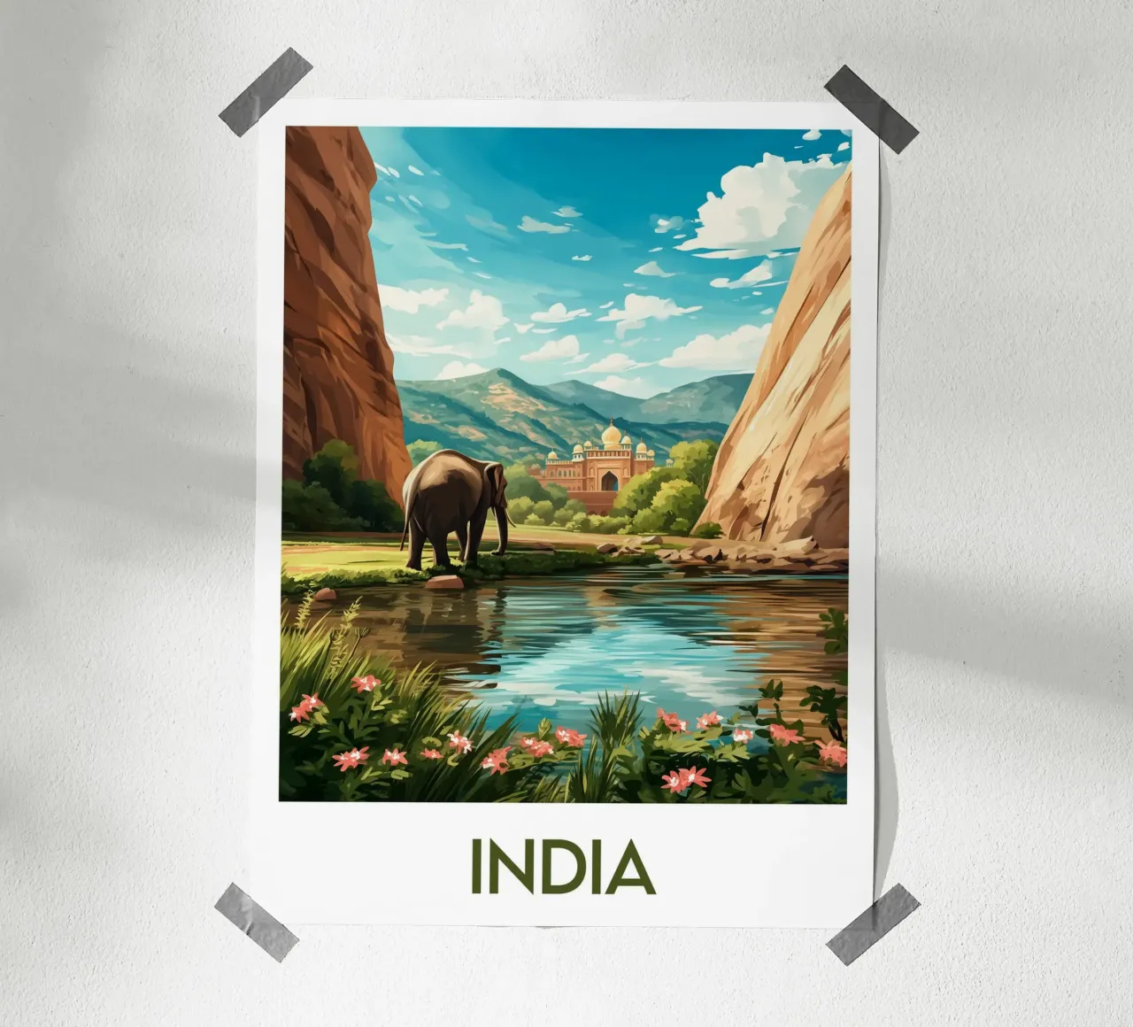 Affiche Inde poster con telaio in legno da Frame the World