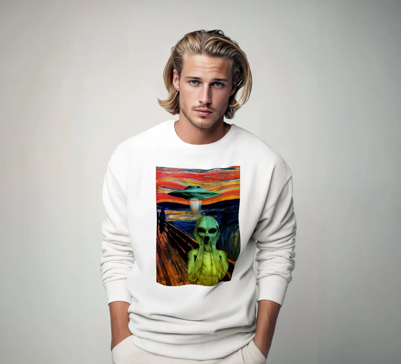 UFO Alien Screaming Art sweatshirt by kembangross