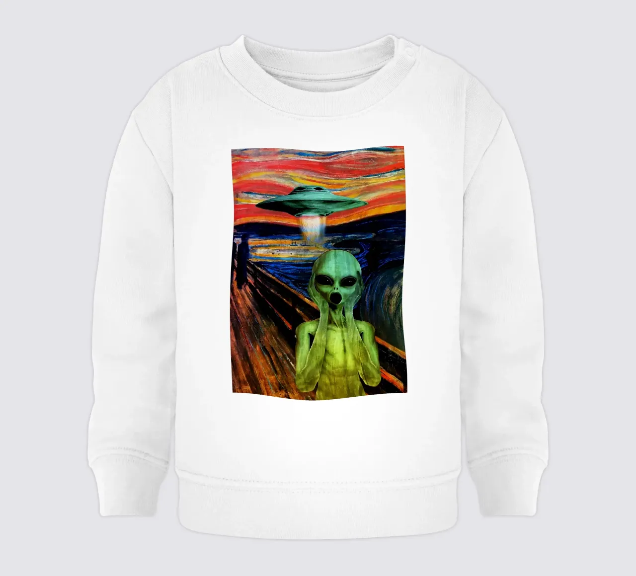 UFO Alien Screaming Art baby sweatshirt by kembangross