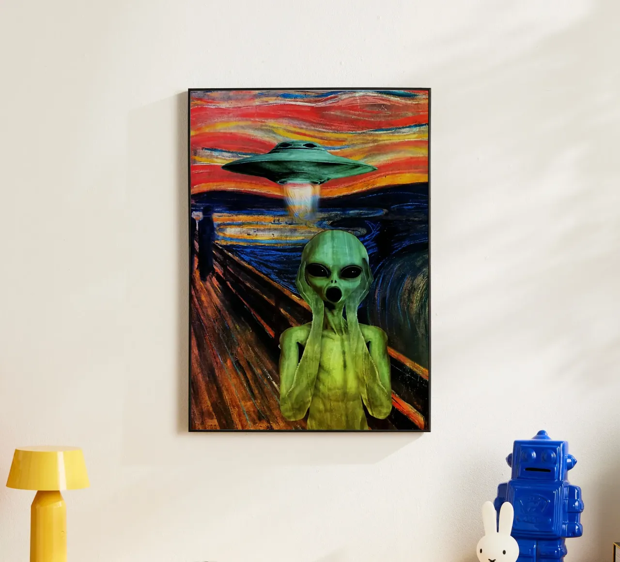 UFO buitenaards schreeuwend kunstwerk aluminium-dibond van kembangross