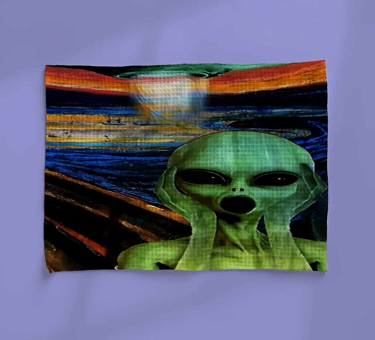 UFO Alien Screaming Art torchon de kembangross