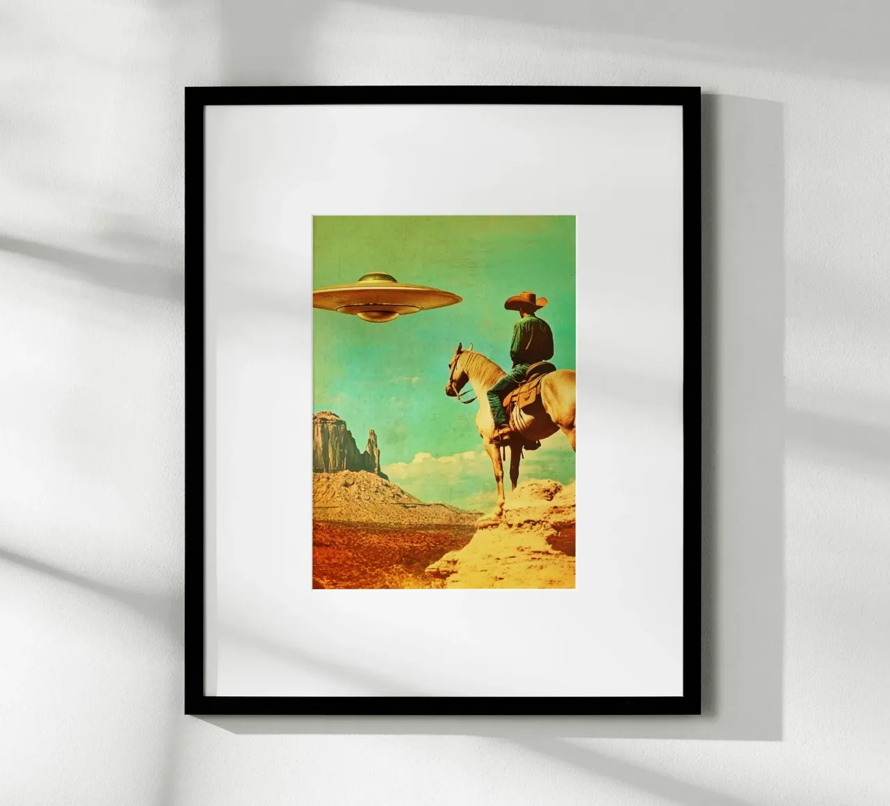 UFO Cowboy poster con telaio in alluminio da kembangross