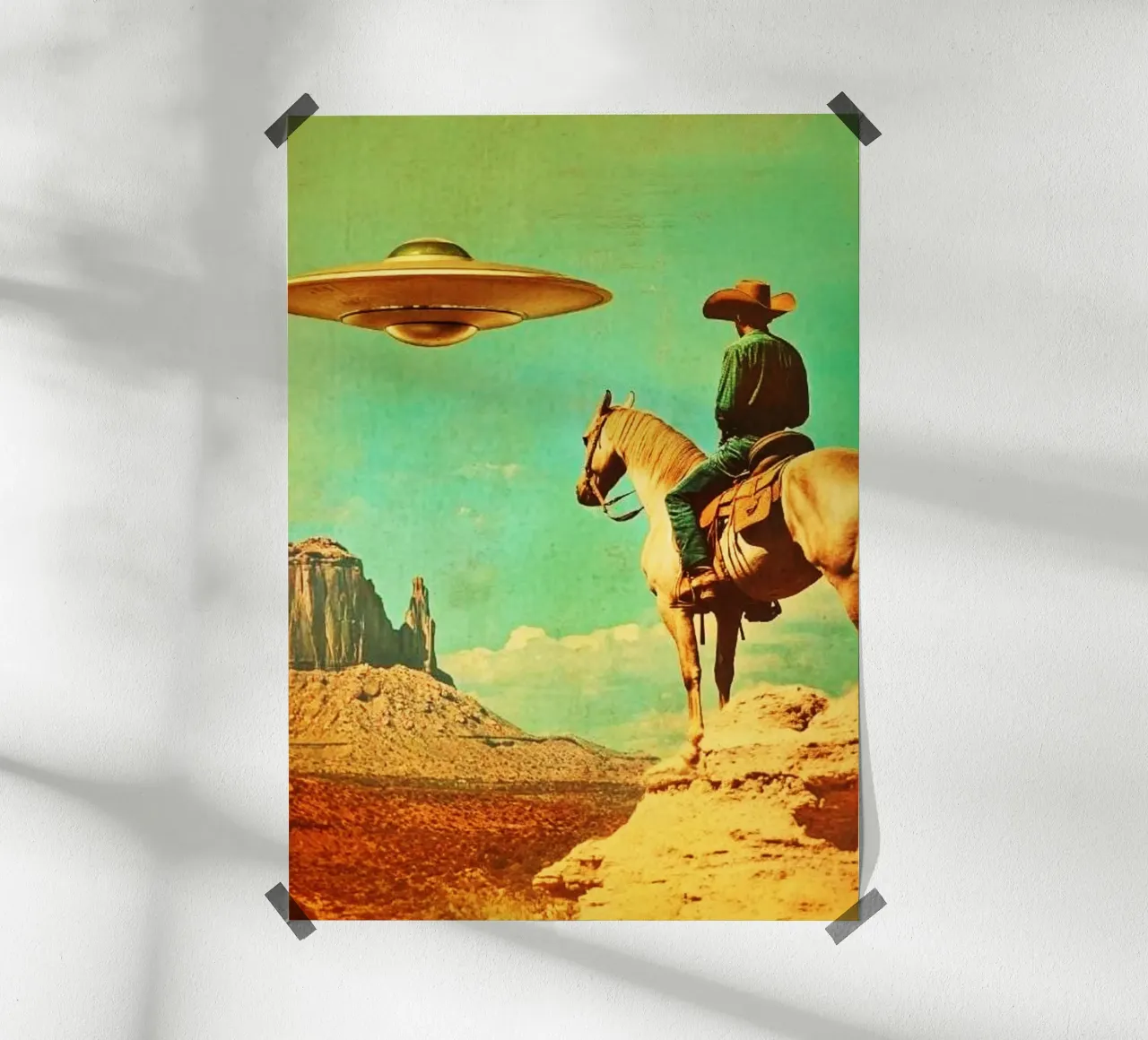 UFO Cowboy poster con telaio in alluminio da kembangross