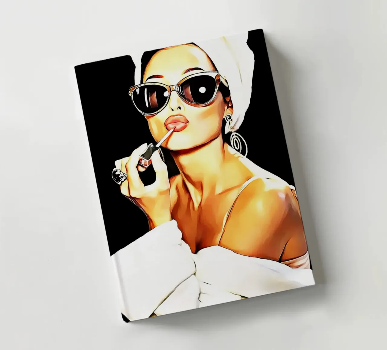 Vintage Woman Fashion Lipstick Audrey Hepburn notebook by kembangross