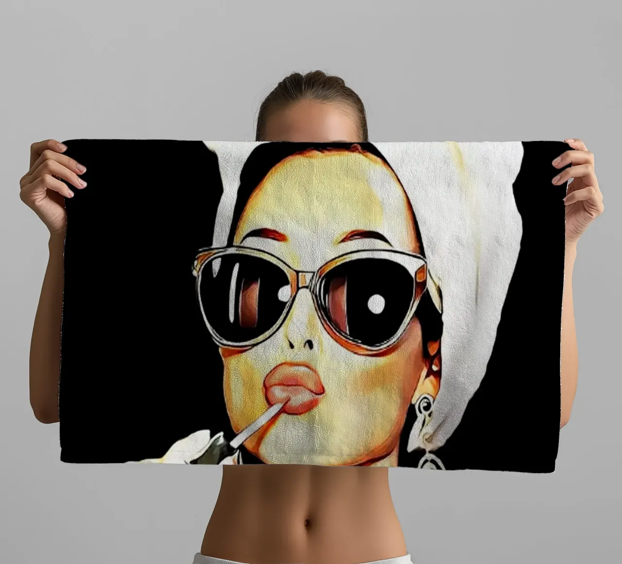 Vintage Woman Fashion Lippenstift Audrey Hepburn badhanddoek van kembangross
