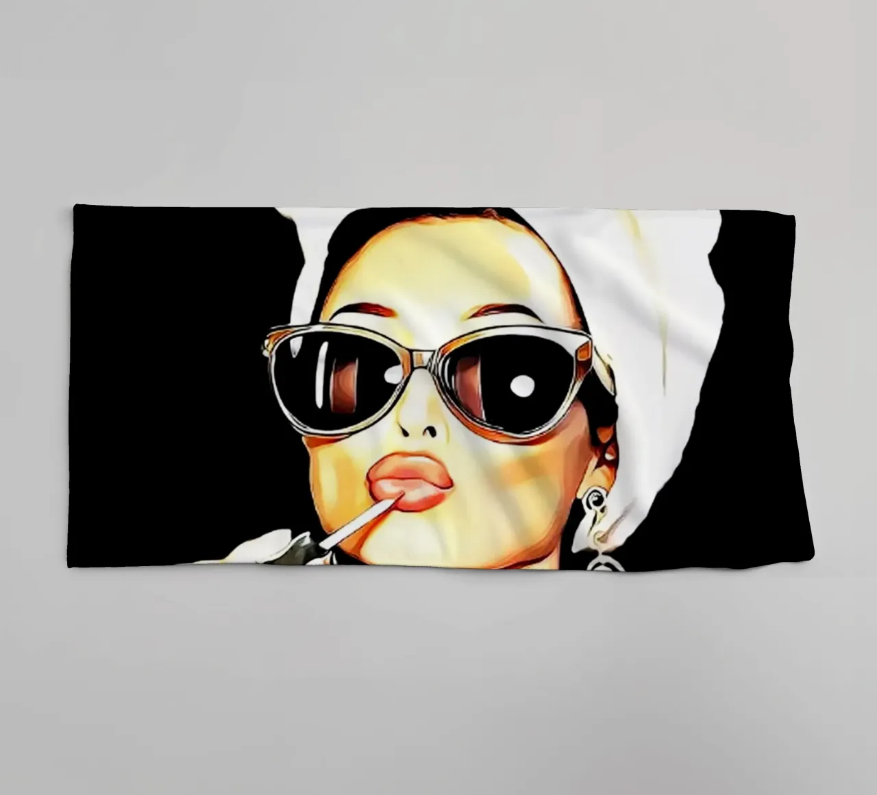 Vintage Woman Fashion Lippenstift Audrey Hepburn badhanddoek van kembangross