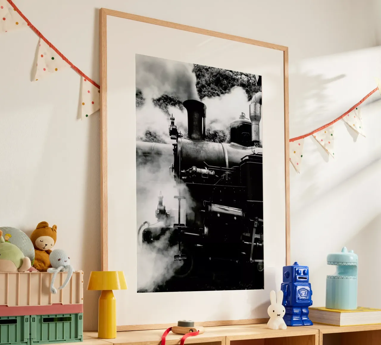 Steam Train poster con telaio in legno da METROPOLIS