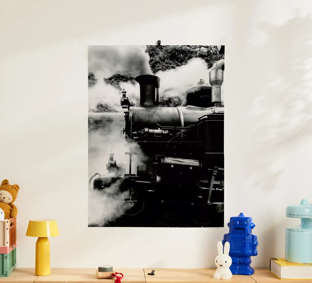 Steam Train poster con telaio in legno da METROPOLIS