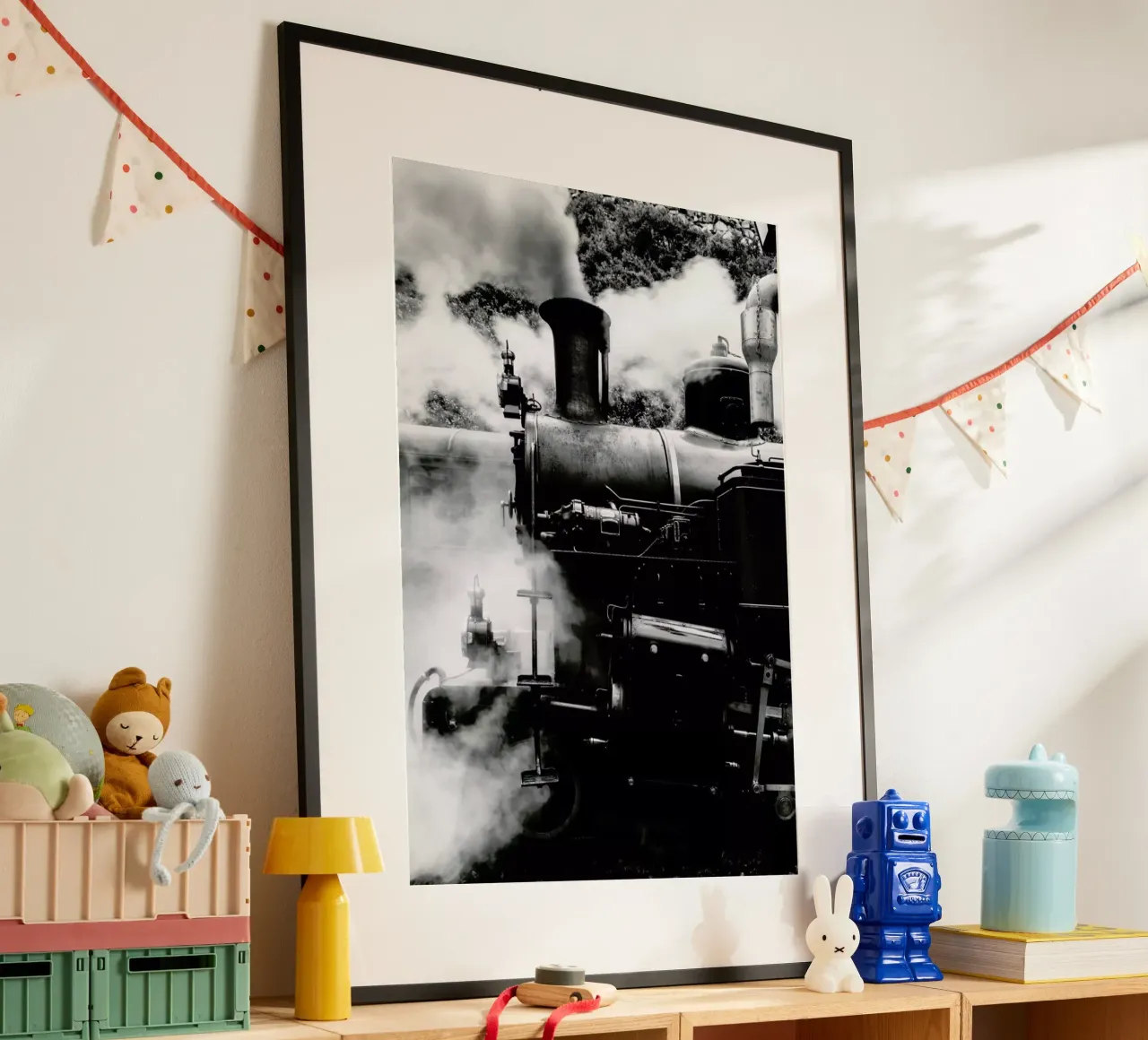 Steam Train poster con telaio in legno da METROPOLIS