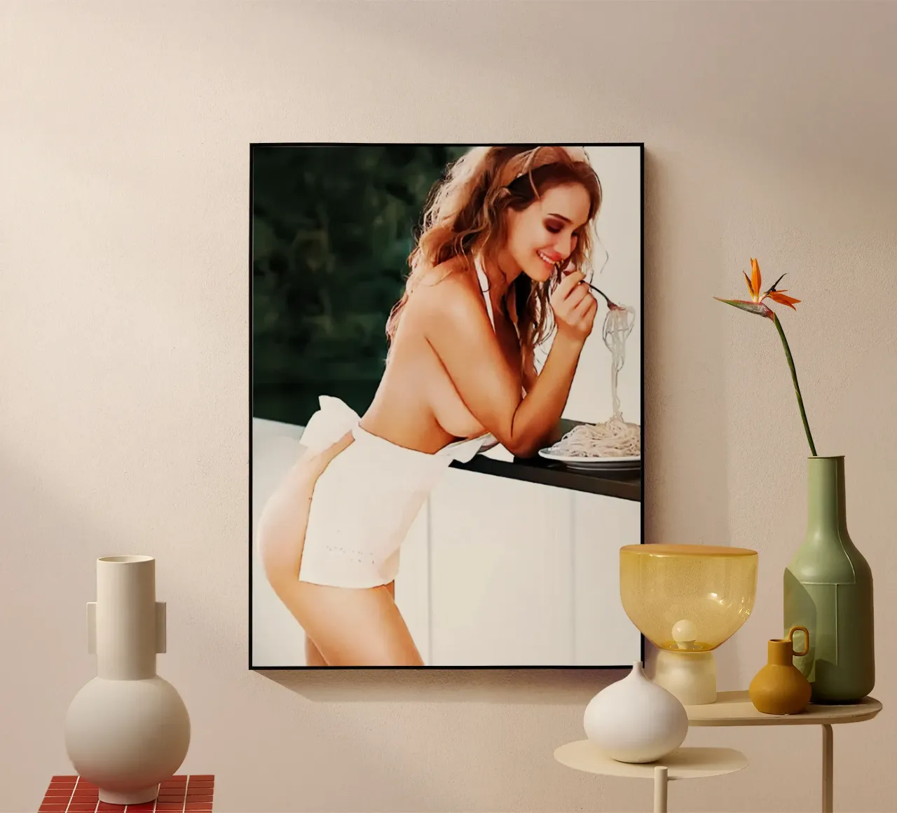 Woman Eating Spaghetti Art acrylic glass by kembangross